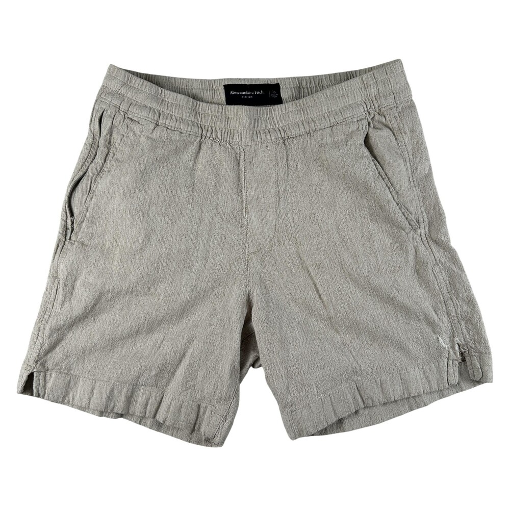 Abercrombie & Fitch Shorts Womens XS Beige Linen Blend Drawstring Chino Elastic